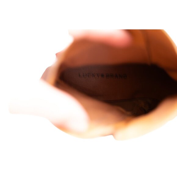 Lucky Brand Natesa Bootie Ankle Boots Sz 8 Chocolate Brown Leather Platform - Picture 8 of 11